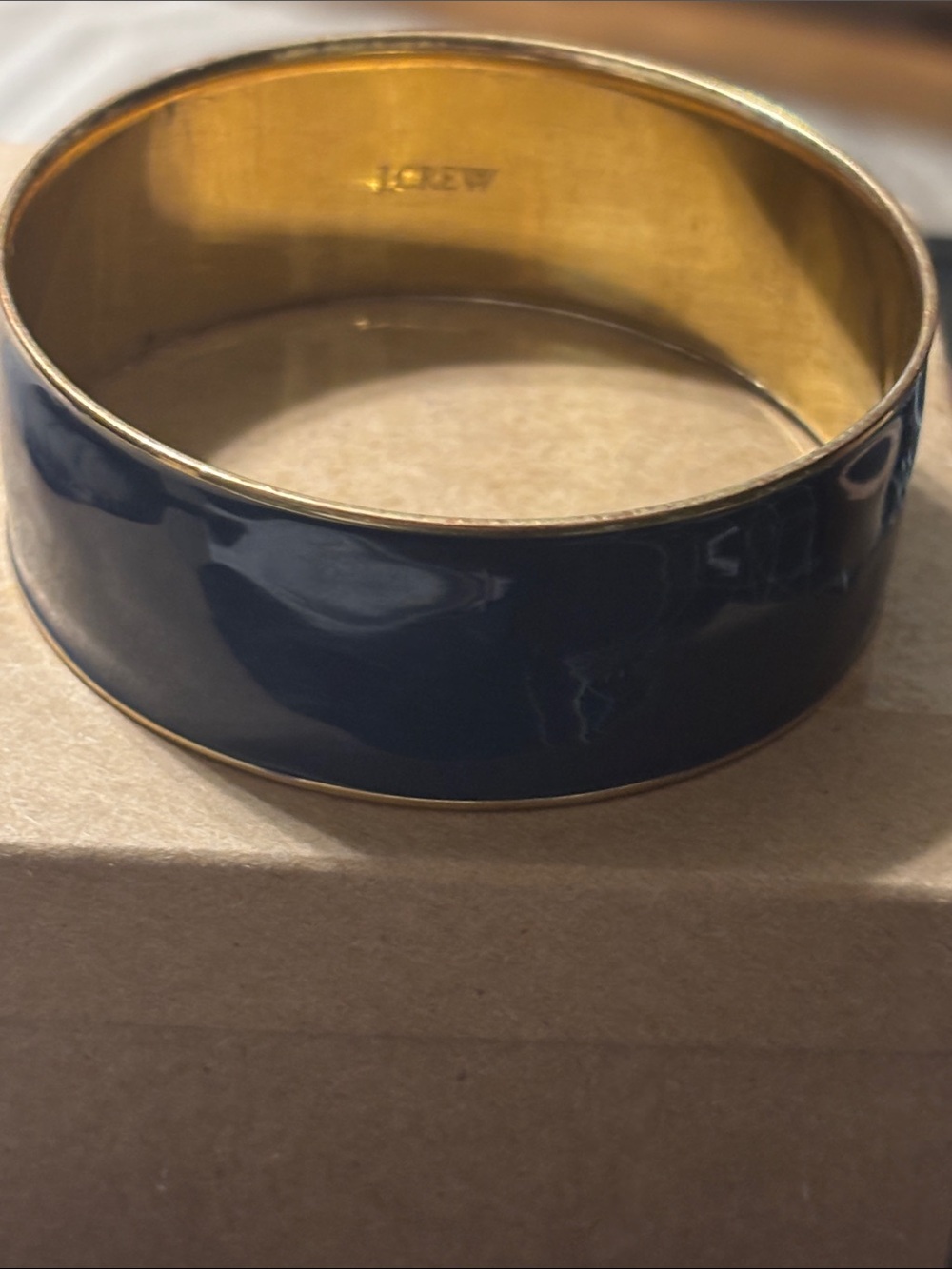 Vintage J. Crew Navy Enamel and Gold-Tone Bangle Bracelet